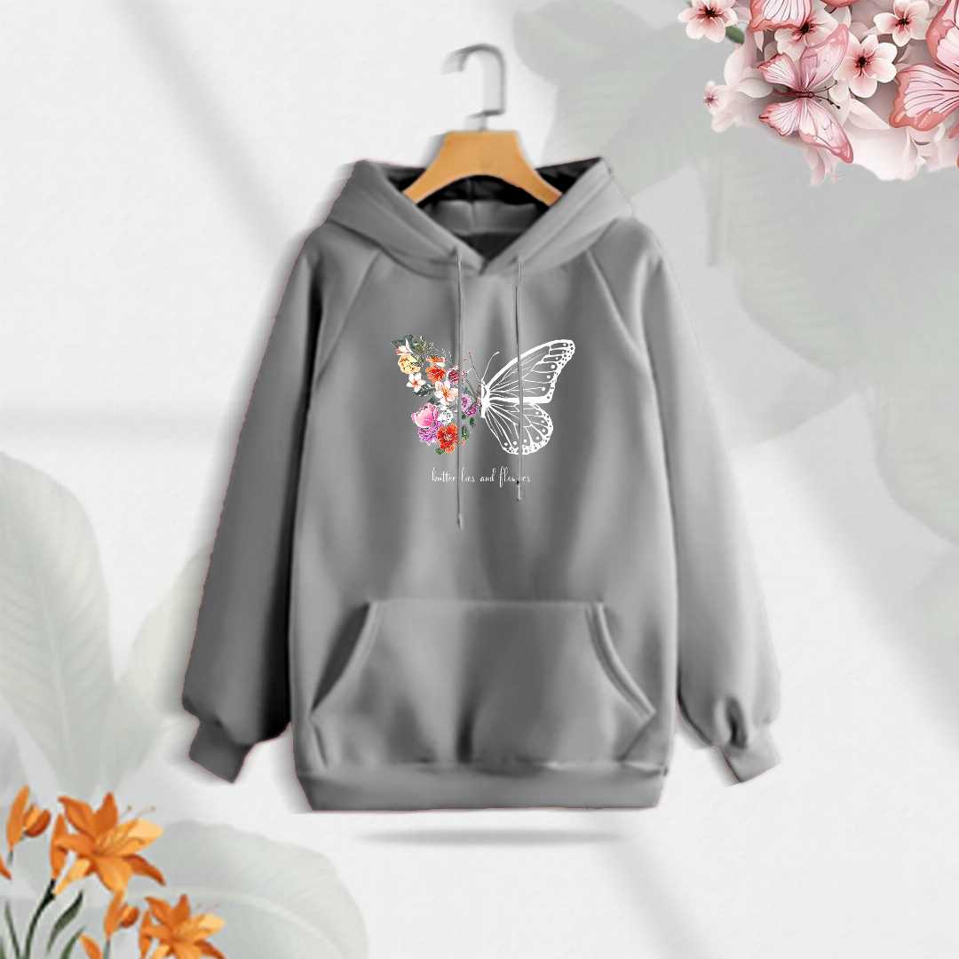 Premium,Comfortable,(Butterflies,&,Flowers),Ladies,winter,hoodie